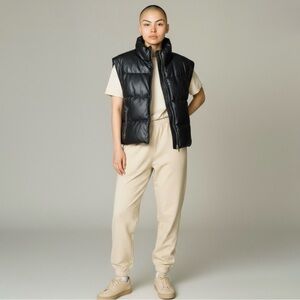 NWOT Zara Leather Puffer Vest